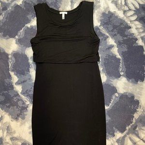 Leith Black Blouson Bodycon Midi Dress size M. EUC